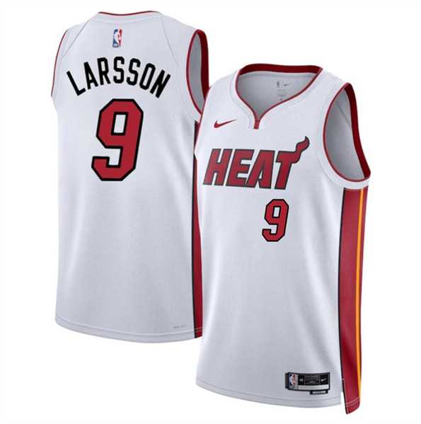 Mens Miami Heat #9 Pelle Larsson White 2024 Draft Association Edition Stitched Basketball Jersey Dzhi